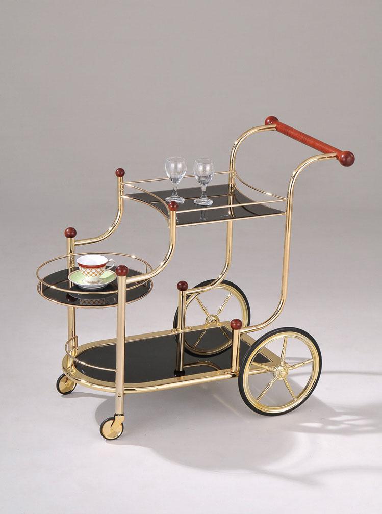 Acme Furniture Mace 98006 Gold Serving Cart W/ Black Glass Value City